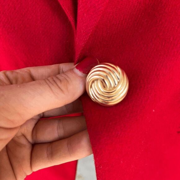 Vintage Classic Red Wool Single Button Blazer Oversized Fit - SZ 6 - Picture 5 of 6